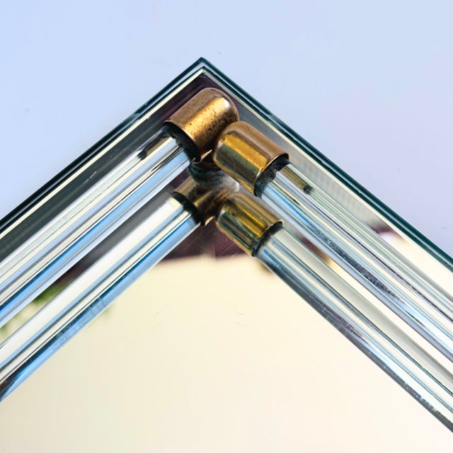 Metal Vintage Glass Mirror Tray For Sale - Image 7 of 11