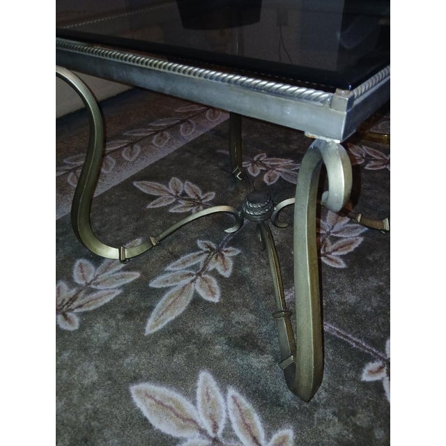 Modern Gold Metal Scrolled Side Lamp Table For Sale - Image 6 of 7