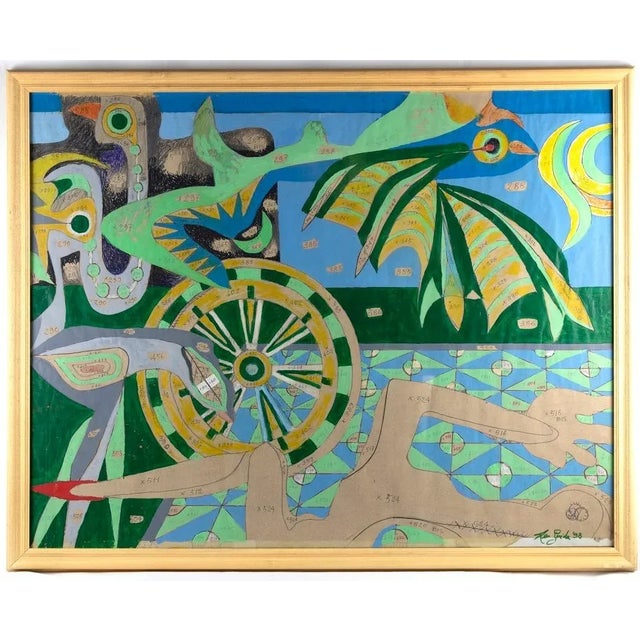 Leo Guida, The Room of Metamorphosis, Original Tempera, 1980 For Sale - Image 4 of 4