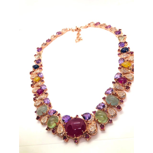 Bochic “Capri” Vintage Ruby, Sapphire, Amethyst, Aquamarine & Peridot Necklace For Sale - Image 10 of 18
