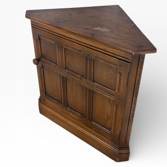Mid-Century Wood Corner Cabinet with Panelled Door from Ercol For Sale - Image 3 of 7