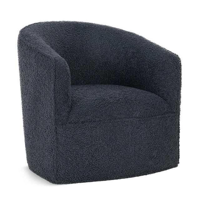 Super soft texture polyester upholstered accent chair with swivel function. Modern simple design in cozy slate blue. Seat...