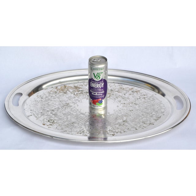 Gorham Early 20th Century Distressed Look Gorham Oval Silver Plate Platter Butler Tray For Sale - Image 4 of 10