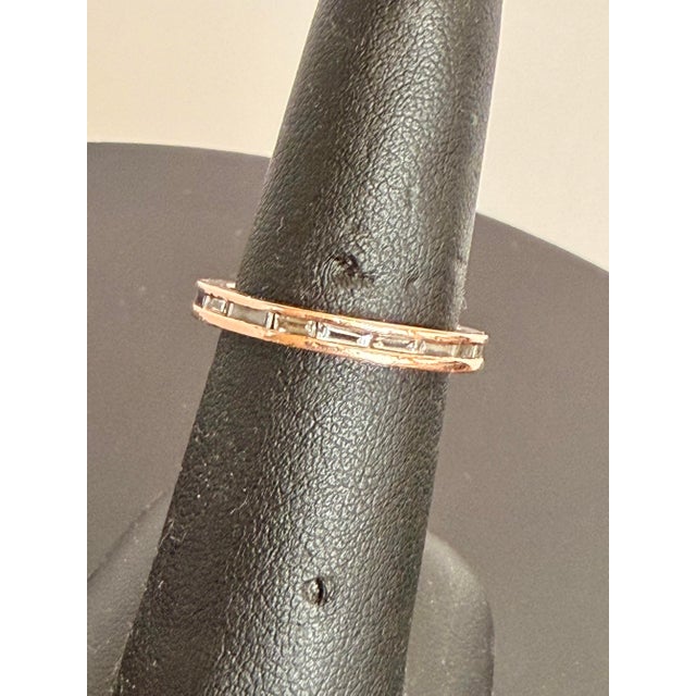 14k Rose Gold Diamond Baguette Eternity Band, Size 6.75 For Sale - Image 9 of 10