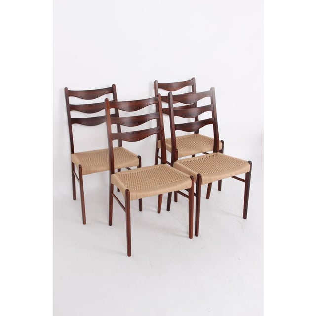 Brown Dining Room Chairs in Rosewood by Arne Wahl Iversen, Denmark, 1970s, Set of 4 For Sale - Image 8 of 18