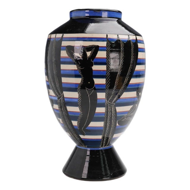 Early 20th Century Vase With Nude, Comedy and Tragedy Masks, by Rometti For Sale