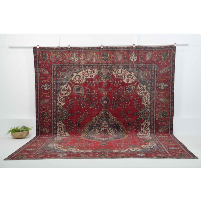 Vintage Persian Hand-Knotted area rug is a semi-antique vintage area rug. The '70s Eastern region of Persia's unique rug...