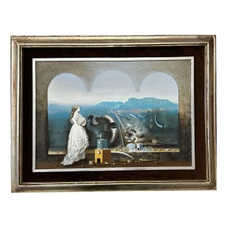 Mihailo Djokovic Tikalo, Surrealist Composition, 1982, Oil on Canvas, Framed For Sale