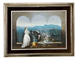 Mihailo Djokovic Tikalo, Surrealist Composition, 1982, Oil on Canvas, Framed