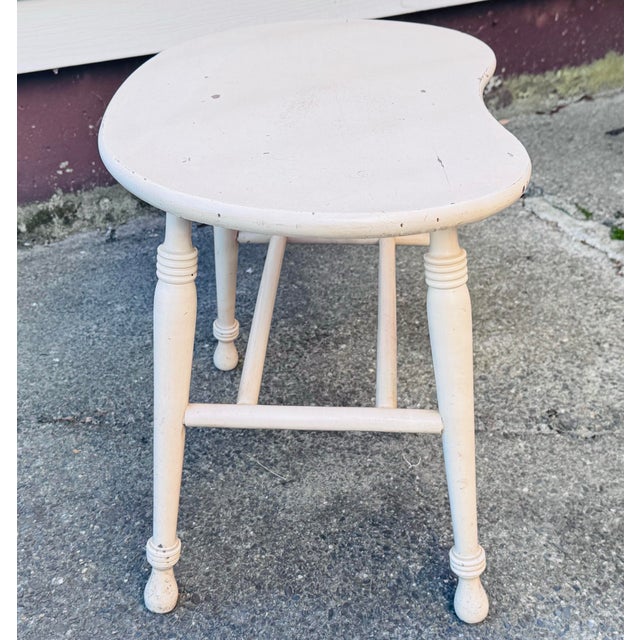 Vintage 1930s Painted Oak Wood Kidney Shaped Stool | Chairish