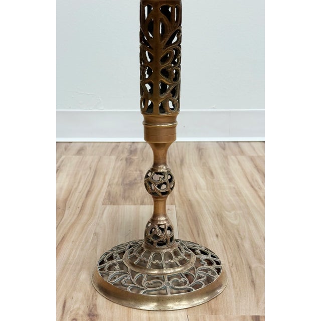 Vintage French Style Marble Top Table W/ Brass Filigree Base For Sale In Kansas City - Image 6 of 6