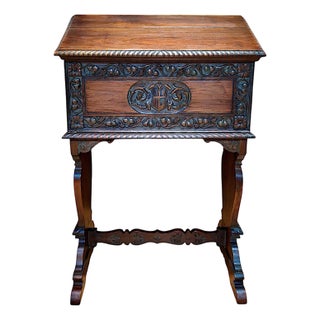 Spanish Renaissance Revival Carved Walnut Vargueno-Style Writing Desk For Sale