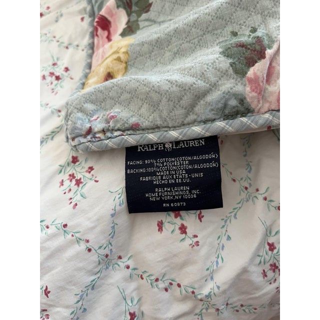 1980s VTG Ralph Lauren Cottage Lane / Sundress Reversible Blue Floral Comforter Queen For Sale - Image 5 of 8