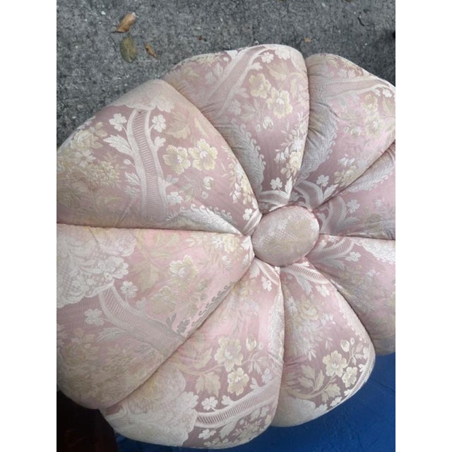 Textile Large Oval Tufted Ottoman Custom Made For Sale - Image 7 of 8