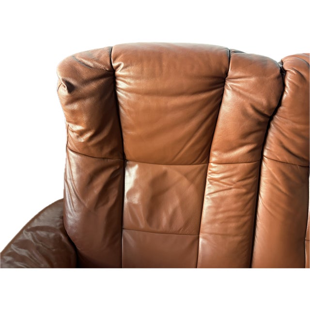 Vintage Ekhornes Leather Stressless Reclining Loveseat For Sale - Image 12 of 15