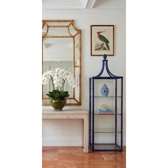 Palm Beach Regency Cobalt Blue Faux Bamboo Pagoda Etagere For Sale - Image 10 of 12