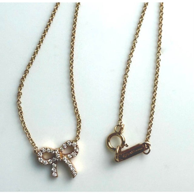 Tiffany and Co 18k Rose Gold and Diamond Delicate Bow Necklace For Sale In New York - Image 6 of 8