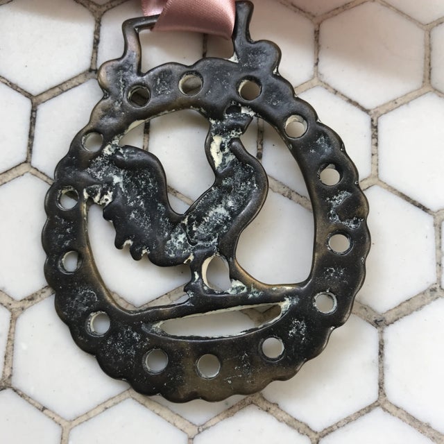 Antique English Horse Brass Christmas Ornament Rooster Cock For Sale In Los Angeles - Image 6 of 7
