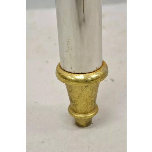 Gold Maison Jansen Style Steel Chrome and Brass Hollywood Regency Console Table Base For Sale - Image 8 of 10