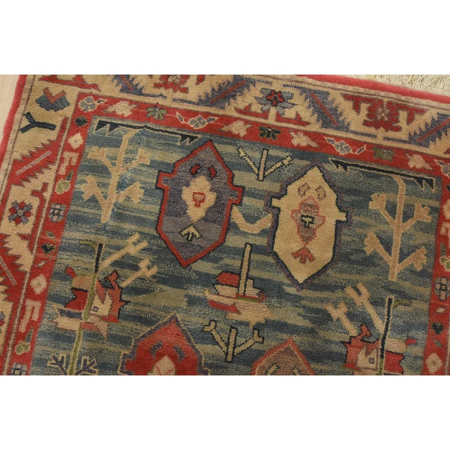 Heriz Rug 3’9” X 5’9” Blue Wool Vintage Tribal Hand-Knotted Oriental Carpet For Sale In Philadelphia - Image 6 of 12