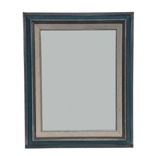 Mid Century Traditional Mint Green & Silver Wood Wall Mirror For Sale