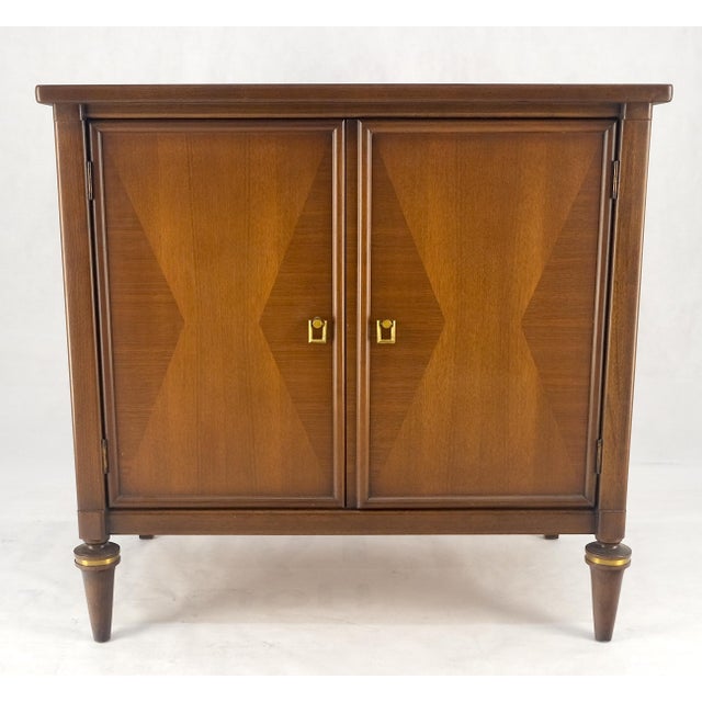 Turned Legs Two Doors Fitted Drawers Diamond Inlay Brass Hardware Bachelor Chest For Sale - Image 9 of 15