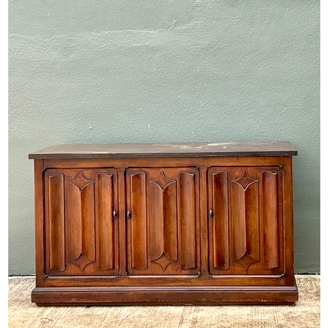 Vintage Carved Walnut Credenza With Slate Top For Sale - Image 12 of 12