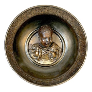 Grand Tour Patinated Metal Bowl after Hildesheim Depicting the Infant Hercules For Sale