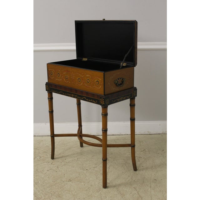 Neoclassical Paint Decorated Flip Top Box on Stand For Sale - Image 4 of 13