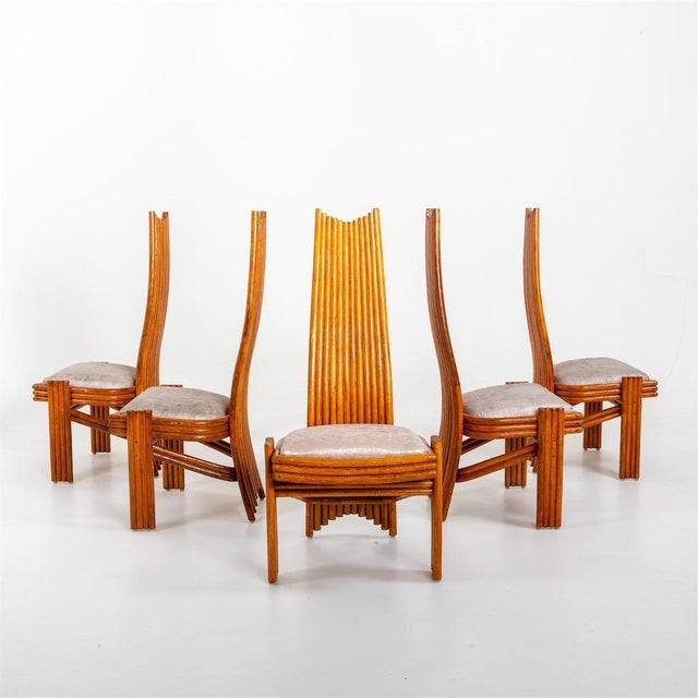 Modern 1970s Set of Six Modernist Tall Back Dining Chairs For Sale - Image 3 of 18
