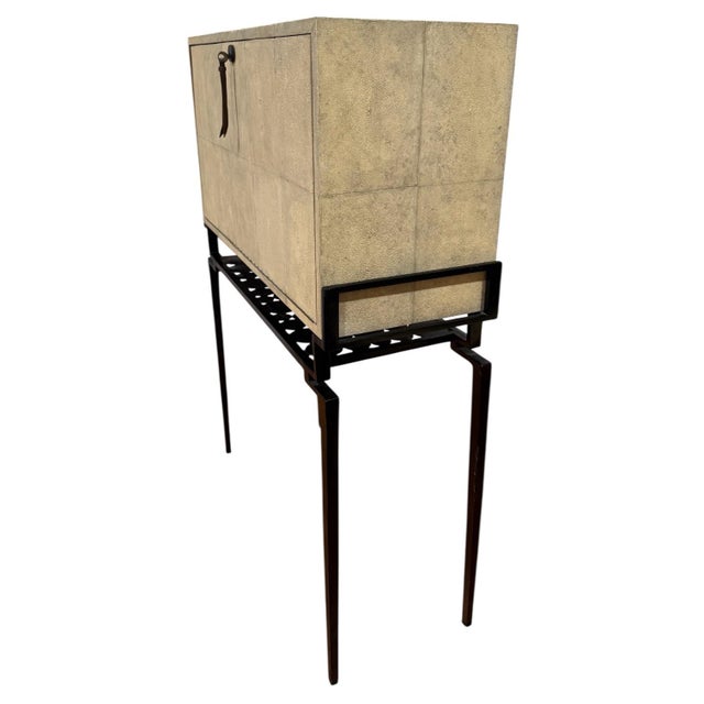 1990s 1990s Vintage R & Y Augousti French Art Deco Style Shagreen Drop Font Desk For Sale - Image 5 of 9