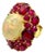 Bochic “Capri” Vintage Ruby & Fire Opal Cluster Ring Set In 18K Gold & Silver For Sale