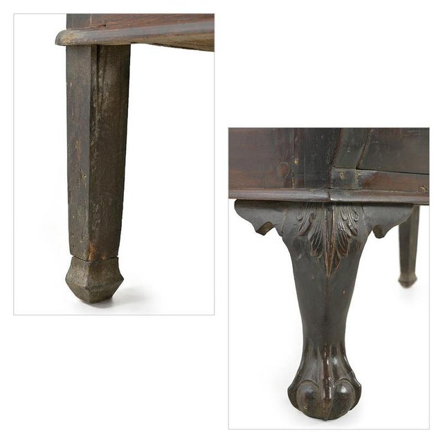 Brown Antique 20th Century Carved Wooden Dressing Table with Mirror For Sale - Image 8 of 9