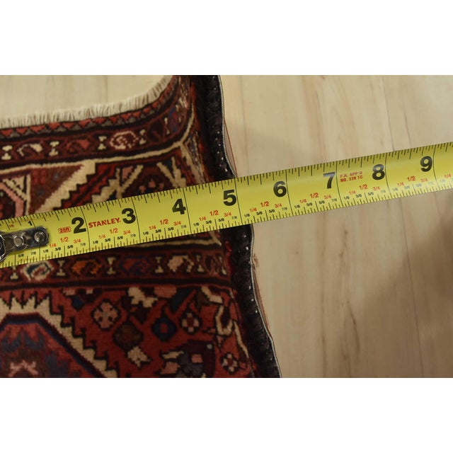 Hamedan Runner 3’8” X 9’10” Blue Wool Vintage Tribal Hand-Knotted Rug For Sale - Image 11 of 13