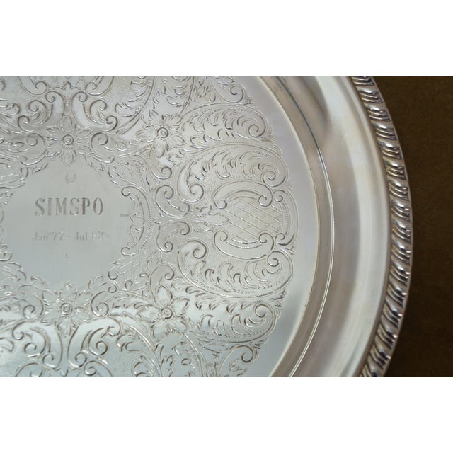 Vintage Round Scalloped Silverplate Serving Platters Bar Vanity Trays 10" to 16" - 7pcs For Sale - Image 17 of 17