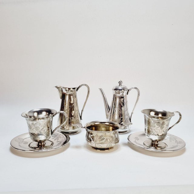 Art Nouveau Alpaca Silver Coffee Service, 1890s, Set of 7 For Sale - Image 12 of 18
