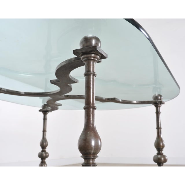 Silver Formations Iron and Glass Baroque-Style Dining Center Table For Sale - Image 8 of 18