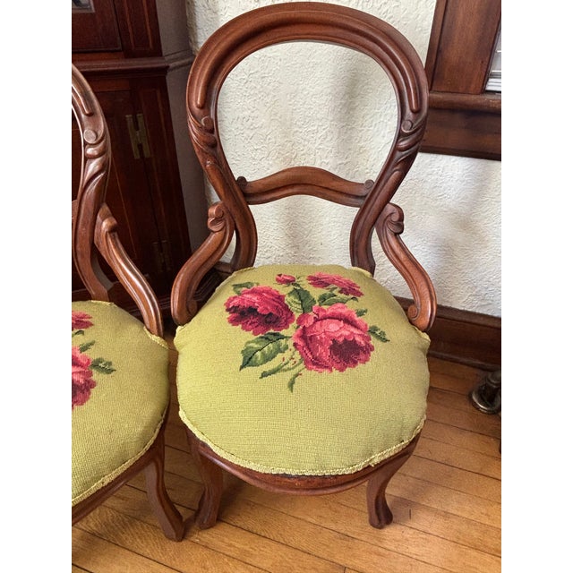 19th Century Victorian Mahogany Balloon Back Parlor Side Chairs - A Pair For Sale - Image 6 of 12