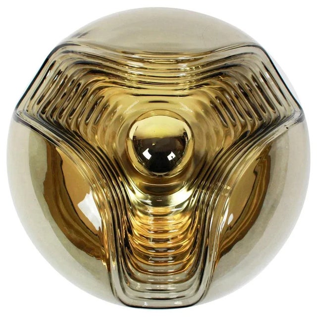 Gold Large Wall Sconce Flush Mount by Koch & Lowy for Peill & Putzler, Germany For Sale - Image 8 of 8