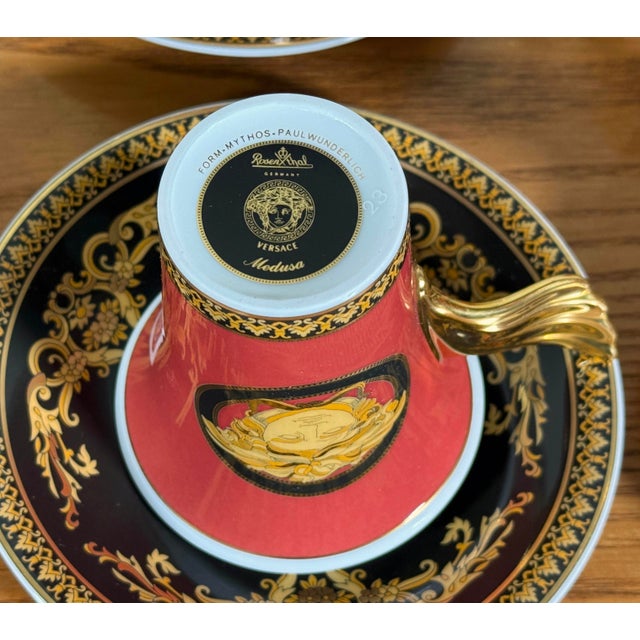Baroque Versace Medusa Red Espresso Cups and Saucers - Set of 6 For Sale - Image 14 of 16