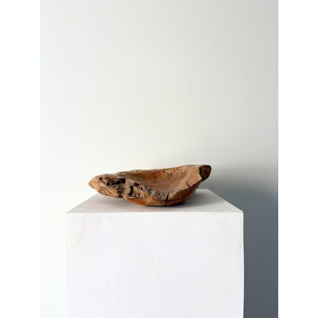 Mid-Century Wooden Live Edge Bowl, Britain, 1950s For Sale - Image 4 of 8