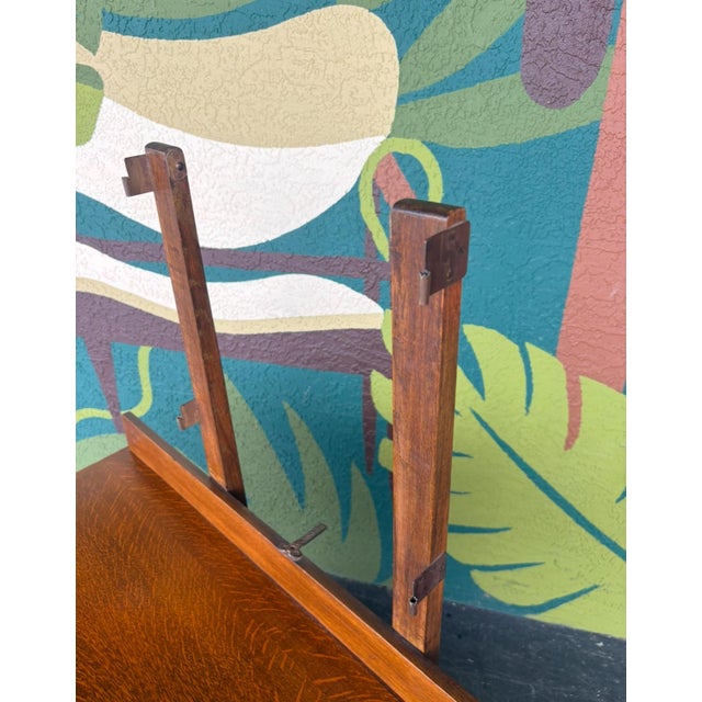 English Art Deco Tiger Oak Dressing Table W/ Trifold Mirror For Sale - Image 10 of 18