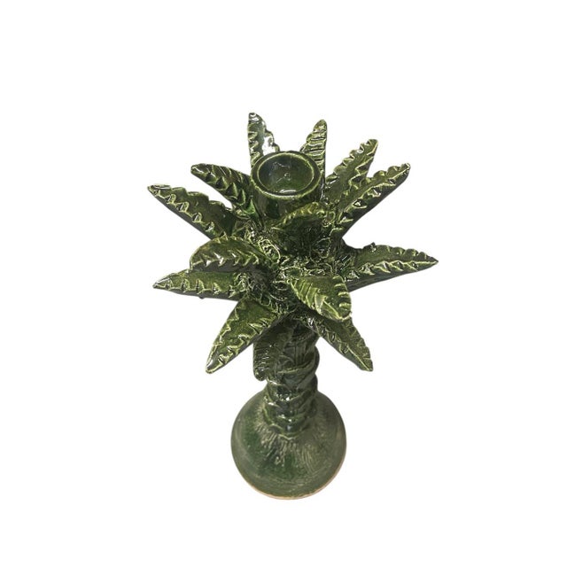 2020s Handcrafted Moroccan Ceramic Palm Tree Candle Holder For Sale - Image 5 of 7