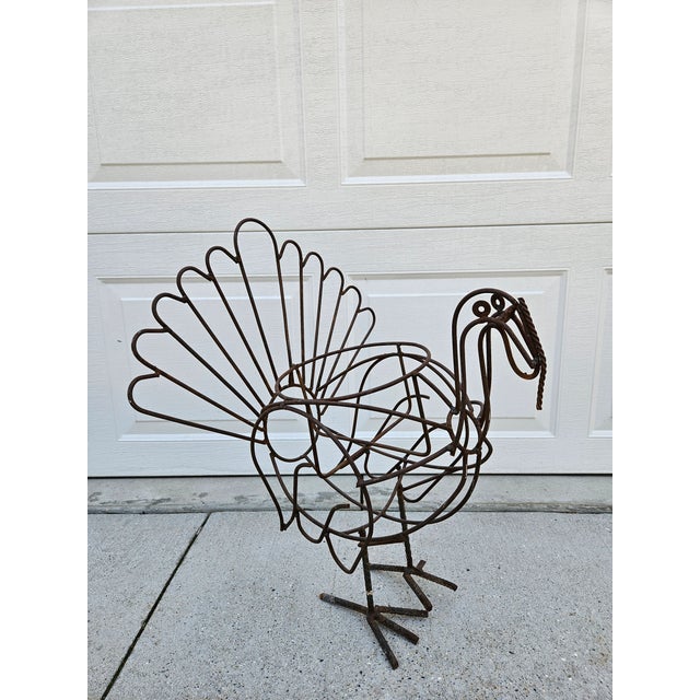 Folk Art Wire Turkey Planter For Sale - Image 10 of 12
