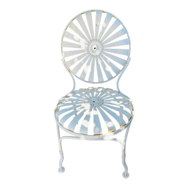 1920s Francois Carre Metal Garden Chair Sunburst For Sale