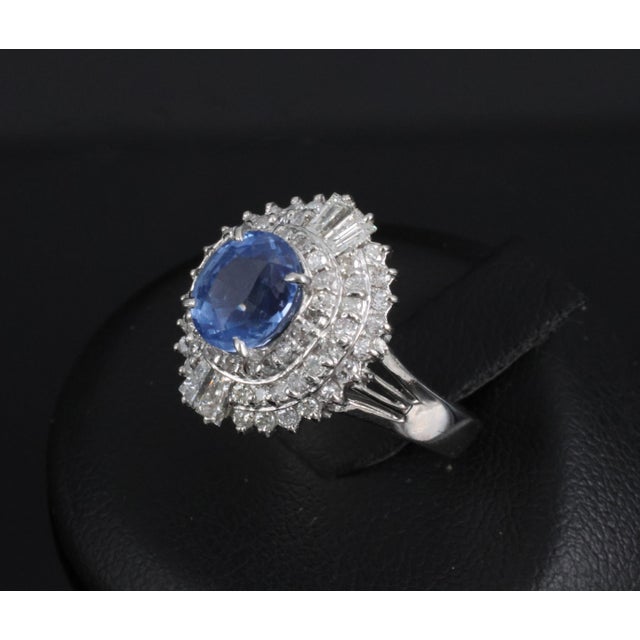 Late 20th Century Rare 2.09ct Gia Ceylon No Heat Sapphire & 0.69ct Diamond Platinum Ring Size 5.25 For Sale - Image 9 of 17