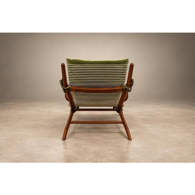 Brazilian Modern Chaise Lounge in Caviúna and Moss-Olive Velvet by Pierre Weckx, 1950s For Sale - Image 10 of 18