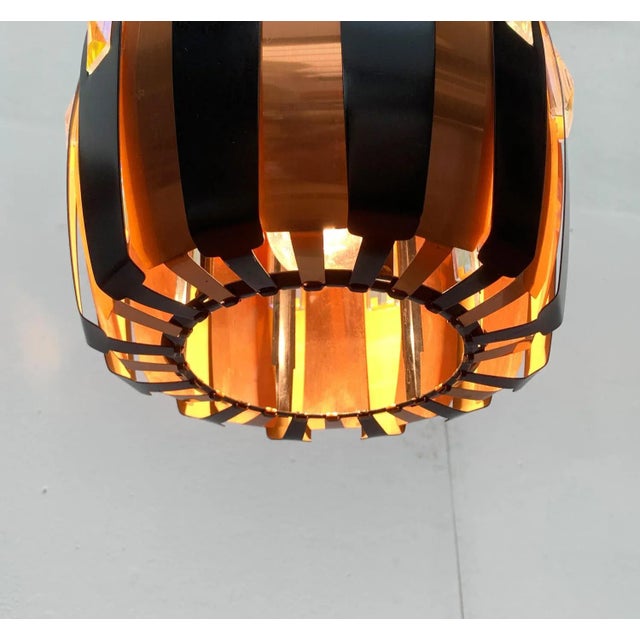 Metal Mid-Century Modern Danish Copper and Black Metal and Prism Pendant Lamp by Werner Schou for Coronell Elektro For Sale - Image 7 of 18
