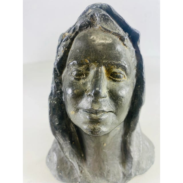 Metal Early 20th Century Rustic French Solid Zinc Sculpture of a Woman For Sale - Image 7 of 8