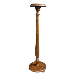 Antique Turned Wood Pedestal Stand, 1930 For Sale